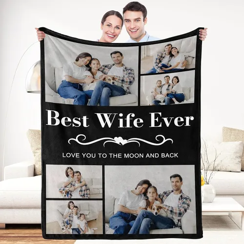 Vista 18 de Regalos de Beat Mom Ever, mantas personalizadas con fotos, mantas personalizadas con imagen para mamá de hija, hijo, a mi mamá, amante o esposa