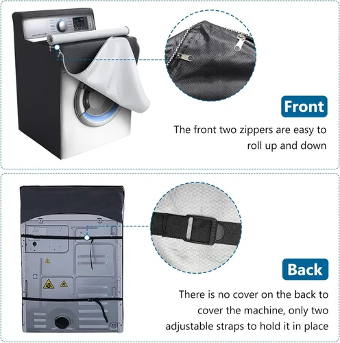 Vista 5 de AKEfit Paquete de 1 funda para lavadora, impermeable, a prueba de polvo, con cremallera y ventana transparente, apta para carga frontal o lavadora