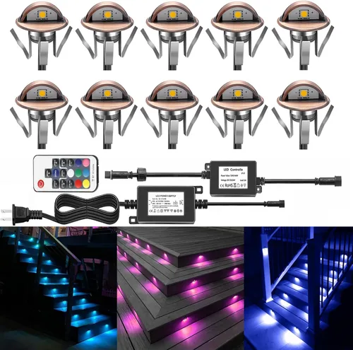 Vista 17 de Luz LED para escaleras, bajo voltaje, impermeable, IP65, para exteriores, 1-2/5 pulgadas, de madera empotrada, iluminación LED de terraza, patio