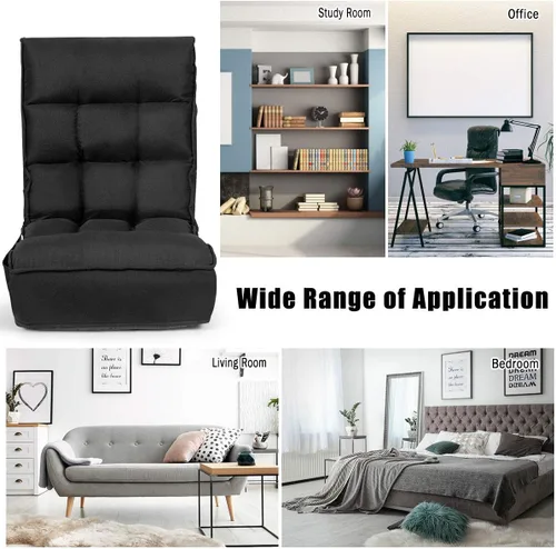 Vista 4 de DORTALA Silla de Piso Plegable para Adultos, Silla Gaming de Espuma con Memoria con Soporte Ajustable para Cabeza y Espalda de 5 Posiciones, Asiento