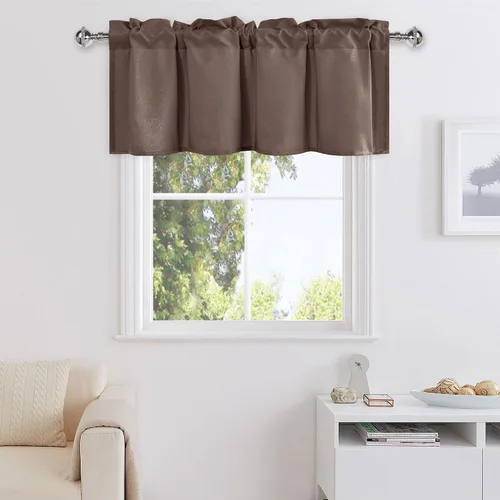 Vista 22 de DWCN Cortinas de Cenefa para Sala de Estar, Cocina, Baño/Sótano - Aqua Sólido, 1 Panel, 42 x 12 Pulgadas, Oscurecimiento de Habitación Solid Short