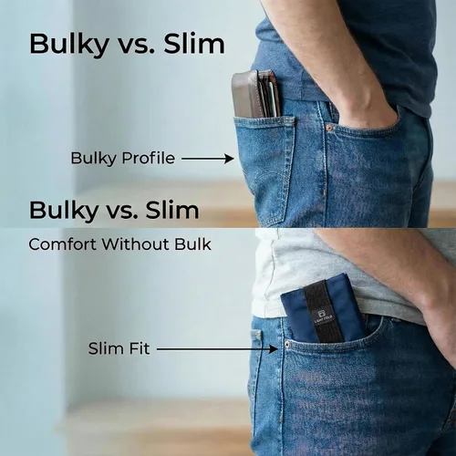 Vista 4 de LIGHT FOLD Cartera delgada para hombre con bloqueo RFID, cartera delgada minimalista con estilo delgado, duradero y protección de datos, múltiples
