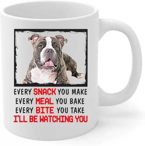 Vista 2 de Every Snack You Make Every Meal You Bake - Taza de café de cerámica blanca a rayas, 11 onzas
