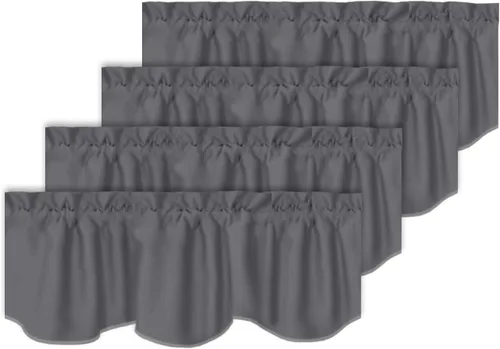 Vista 45 de Turquoize - Cenefa opaca para ventanas de cocina/baño/sala de estar/dormitorio con aislamiento térmico, cenefa festoneada con bolsillo para Aqua