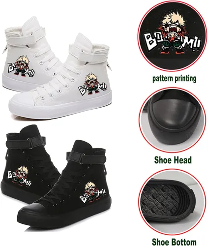 Vista 3 de DHSPKN Anime Mha Zapatos de lona Deku Izuku Todoroki Zapatillas Anime Cosplay High Top Zapatos de lona