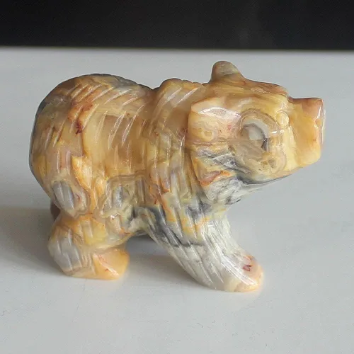 Vista 2 de Figura de oso de cristal tallada a mano de 2 '' talla de animal (ágata de encaje loco 2)