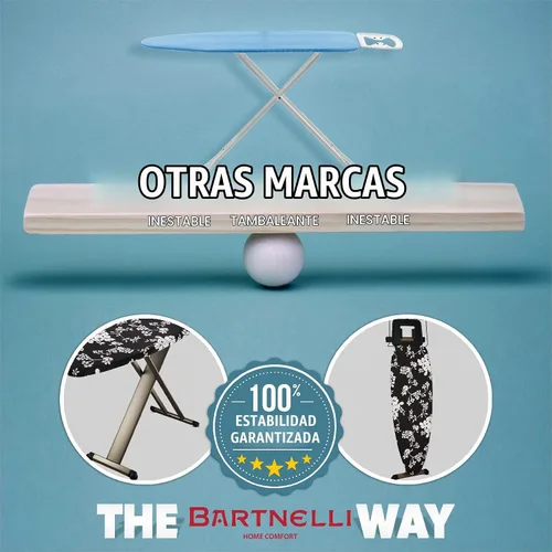 Vista 5 de Bartnelli Pro Luxury - Tabla de planchar extra ancha de 51x19 pulgadas con soporte para plancha de vapor resistente, ruedas para fácil