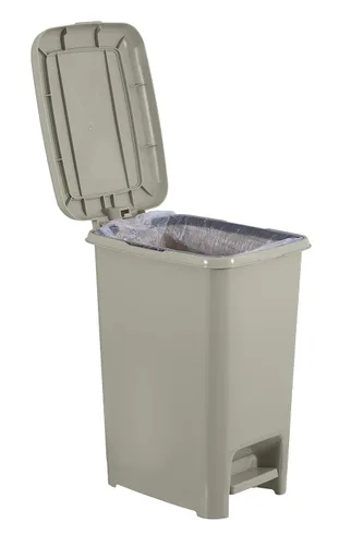 Vista 3 de Superio Bote de basura con pedal delgado de 16 cuartos de galón (beige suave)