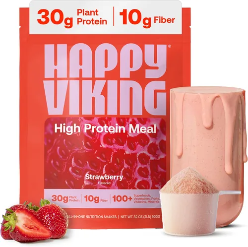 Vista 12 de Happy Viking Berry Parfait - Proteína vegetal en polvo, creada por Venus Williams, 0.71 onzas de proteína, baja en carbohidratos, keto, vegano, sin