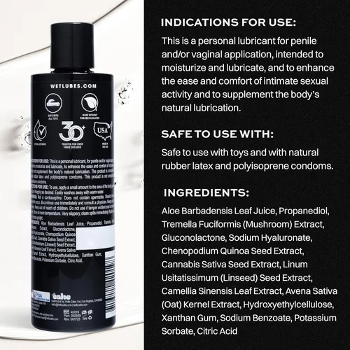 Vista 2 de Wet Lubricante a base de aloe Lubricante hidratante, hipoalergénico y equilibrado con pH para pieles sensibles Fórmula vegana suave y sedosa, 3