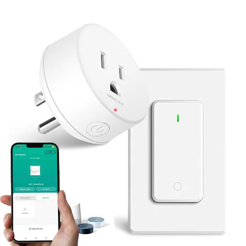 Vista 33 de Toma de control remoto, interruptor de luz y enchufe remoto greencycle con interruptor de luz inalámbrico, rango de 500 pies, no necesita cableado