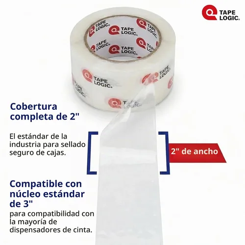 Vista 2 de Cinta adhesiva de embalaje Tape Logic, resistente de 2 pulgadas x 55 yardas, transparente (paquete de 1) Rollo de cinta adhesiva de embalaje