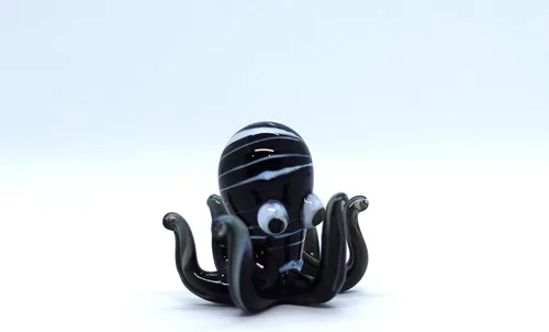 Vista 4 de Pulpo diminutas micro figuras sopladas a mano de vidrio de color arte animales coleccionables regalo decoración del hogar (negro)