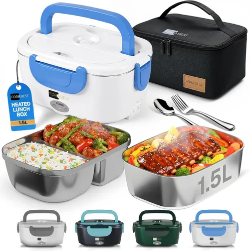 Vista 11 de FORABEST Lonchera térmica – Fiambrera eléctrica de 80 W – Calentador de alimentos portátil con 2 recipientes de acero inoxidable de 1.5 L, bolsa