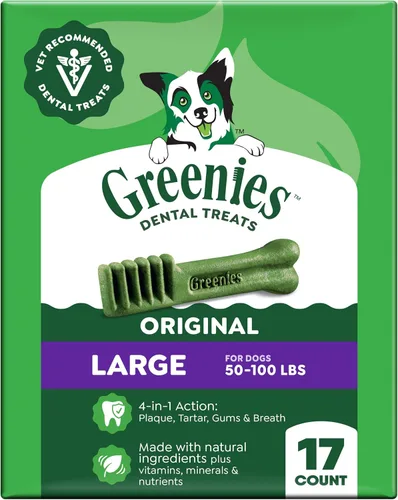 Vista 15 de Greenies Golosinas dentales naturales para perros adultos recomendadas por veterinarios, tamaño grande, sabor original, paquete de 6 onzas, 4