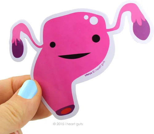 Vista 2 de I Heart Guts Bunch of Uterus Stickers – Paquete de 15 calcomanías de vinilo para útero para concientización sobre la endometriosis, apoyo a