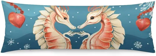 Vista 15 de Funda de almohada con monograma rústico de color azul suave con inicial N Body de 20 x 54 pulgadas, funda de almohada floral personalizada