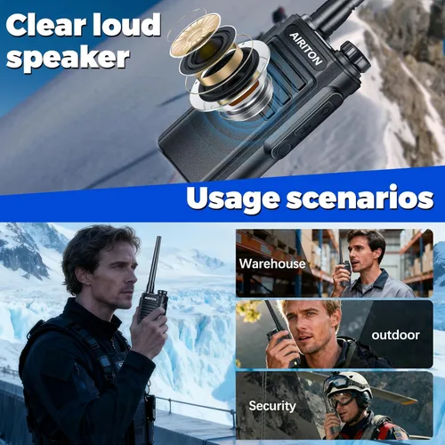 Vista 6 de Walkie Talkies de largo alcance para adultos, radio bidireccional recargable Walkie Talkie UHF con batería de iones de litio de 1500 mAh, cargador