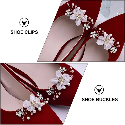 Vista 6 de Holibanna 1 par de hebilla de zapato decorativo flor zapatos accesorios para zapatos nupcial floral clip zapatos decoraciones elegantes zapatos