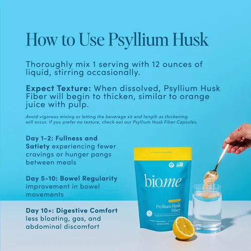 Vista 5 de Polvo de Fibra de Cáscara de Psyllium (6g Por Porción) para la Salud Digestiva y Alivio de la Hinchazón, Polvo de Fibra Prebiótica Insoluble