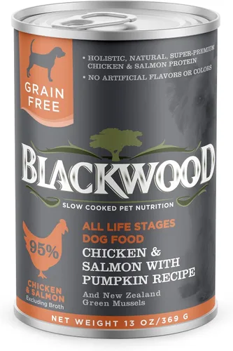 Vista 7 de Blackwood Wet Dog Food, pollo e hígado de pollo con calabaza, lata de 13 onzas (paquete de 12), cocción lenta, sin granos