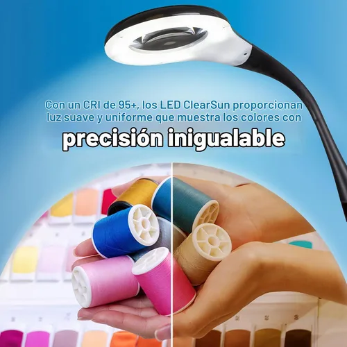 Vista 4 de OttLite Prevención LED lámpara de escritorio con lupa ajustable, negro