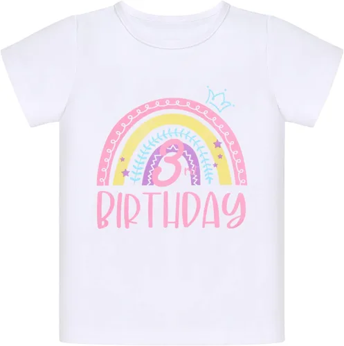 Vista 2 de ODASDO Conjunto de 3 piezas para bebé niña con diseño de arco iris para el primer y segundo cumpleaños de la torta