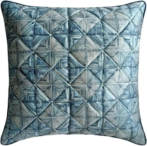 Vista 192 de The HomeCentric Funda de almohada con cremallera, funda de cojín azul de 12 x 12 pulgadas, funda de cojín de algodón bordado para sofá, diseño