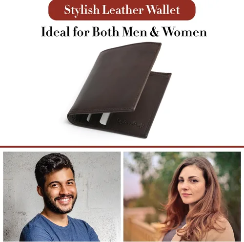 Vista 6 de Style N Craft Slim Bi-fold Hipster Leather Wallet, Full-Grain Leather Wallet