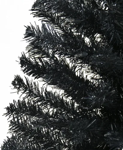 Vista 5 de Árbol de oropel negro preiluminado de 4.5 pies, 160 puntas, 70 luces incandescentes transparentes UL