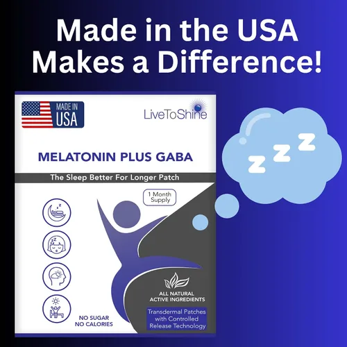 Vista 3 de Live To Shine Paquete de parches para dormir y aliviar el estrés – Melatonina GABA + Parches para relajarse y relajarse – Premium hecho en Estados