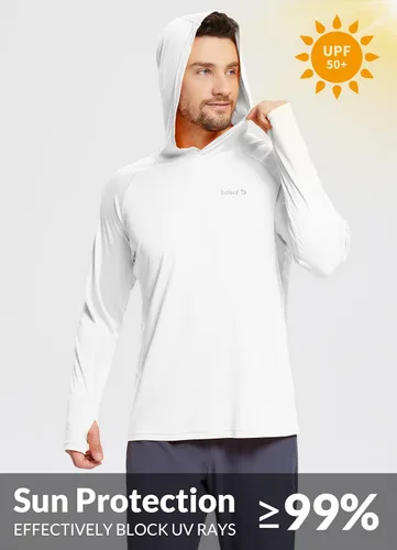 Vista 3 de BALEAF Sudadera con capucha para hombre con protección solar UPF 50+ de manga larga, SPFUV, secado rápido, ligera, para entrenamiento de pesca