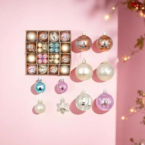 Vista 17 de Juego de 44 adornos de bolas de Navidad, adornos de bolas de Navidad inastillables para Navidad, vacaciones, corona y decoraciones de fiestas