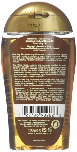 Vista 2 de OGX Hydrate & Tone Reviving + Bamboo Radiant Brunette Aceite Penetrante, 3.3 onzas