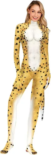 Vista 37 de Disfraz de animal para hombre con estampado de cola grande, overol peludo de elastano para cosplay, fiesta de Halloween