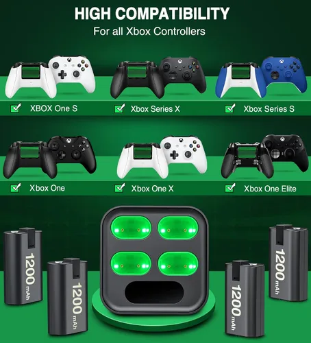 Vista 3 de Cargador para Xbox One de batería recargable estación de carga para Xbox One Controller Battery Pack accesorios Xbox One con batería Xbox de 4 x