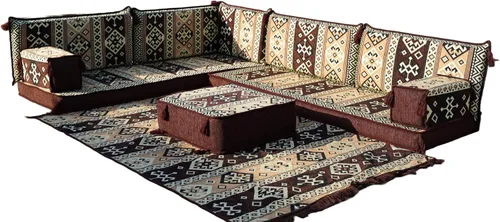 Vista 24 de arabicsofa Juego de Sofá Majlis Árabe de Esquina en Forma de L – Cojín Modular de Piso con Almohadas de Respaldo