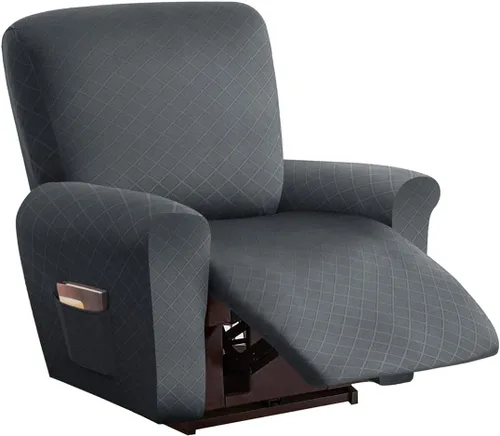 Vista 11 de vctops Funda reclinable con diamantes de 4 piezas, funda elástica para sofá reclinable de 1 plaza, protector suave y sólido para muebles con correa