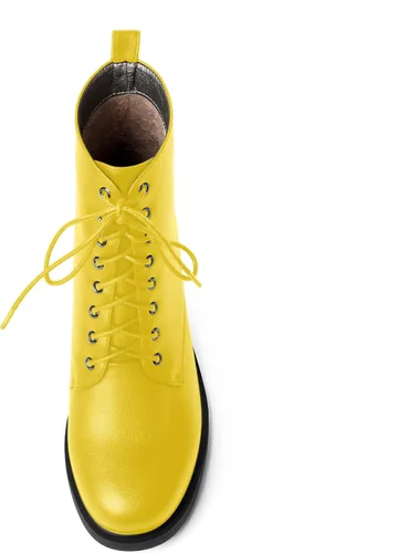 Vista 66 de ROSERWISH Botas altas de tacón bajo y grueso para mujer, con cordones, cómodas, modernas, con puntera redonda, de 2.5 pulgadas