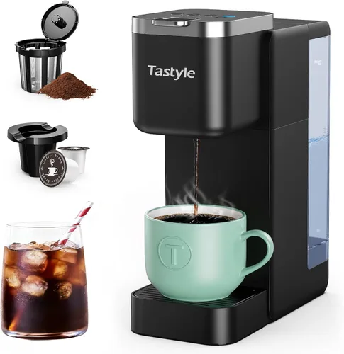 Vista 9 de Tastyle Cafetera de Una Sola Porción, Máquina de Café Helado y Caliente para Cápsulas K y Café Molido, Diseño Compacto, Depósito de Agua Extraíble