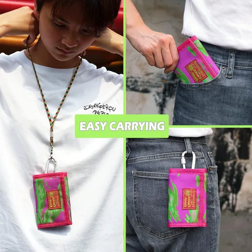 Vista 2 de Rough Enough - Carteras para niños y niñas, llavero de camuflaje triple pliegue
