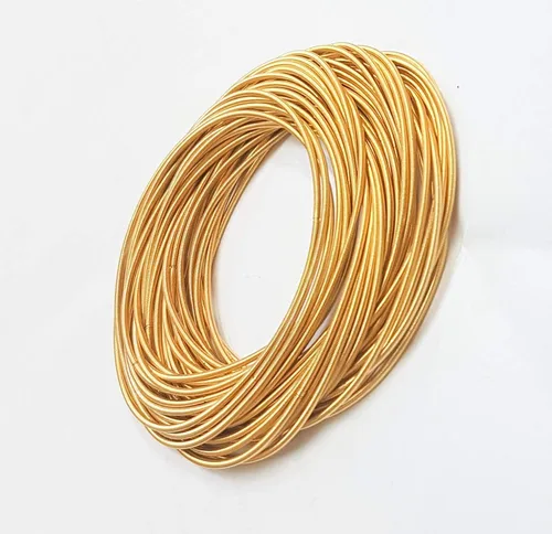 Vista 5 de Gold Guitar String Coil Bracelets Stack Stainless Steel Set Layered Thin