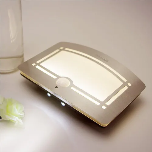 Vista 2 de Aplique de pared, lámparas de pared con sensor de movimiento, funciona con pilas, luz de pared regulable para dormitorio, pasillo, escalera