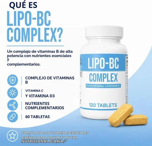 Vista 2 de Legere Lipo-BC B-Complex Pastillas Lipotrópicas, 120 Tabletas