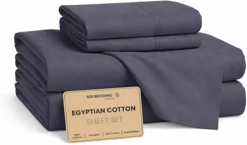 Vista 37 de SGI bedding Sábanas 100% algodón egipcio tamaño individual – Sábanas refrescantes, ropa de cama blanca suave y transpirable, ropa de cama de lujo