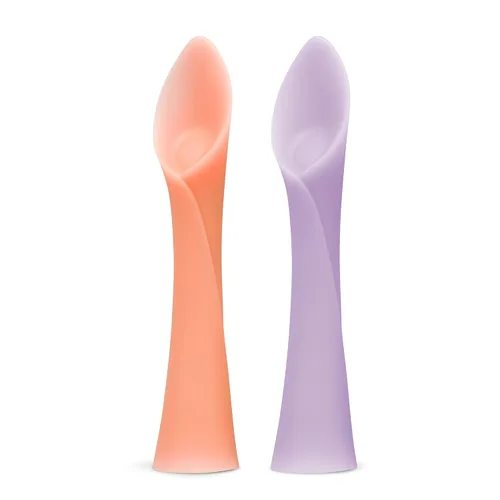 Vista 8 de Olababy Juego de 2 piezas de alimentación avanzada para bebé, incluye cuchara de entrenamiento y cuenco de vapor Kiwi / Lima