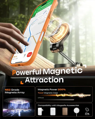 Vista 391 de TOCOL Funda para iPhone 11, compatible con Magsafe, protección completa de cámara, imanes integrados, protección contra caídas, funda translúcida