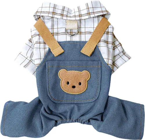 Vista 24 de Ropa para perros de verano con lazo, camisas elegantes para mascotas para perros pequeños, niños y niñas, cachorros, overol clásico, traje clásico