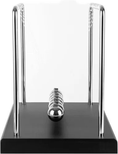 Vista 5 de LANIAKEA Newtons Cradle Balance Balls Newtons Cradle Pendulum con 7 bolas, base de madera negra, bola de equilibrio, oficina, hogar, decoración