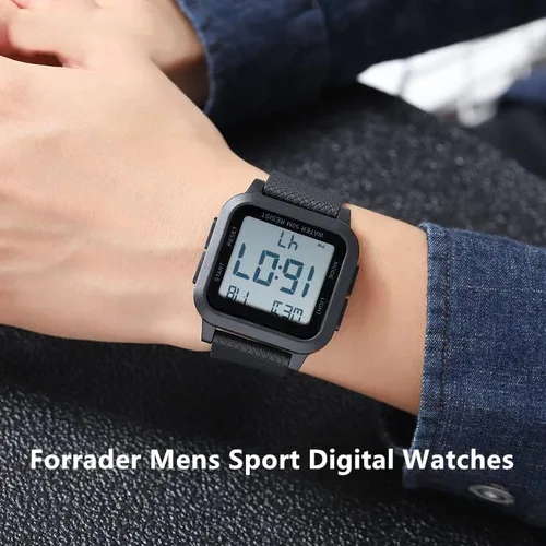 Vista 5 de Relojes digitales deportivos para hombre, reloj deportivo impermeable al aire libre con retroiluminación LED, alarma, temporizador de cuenta